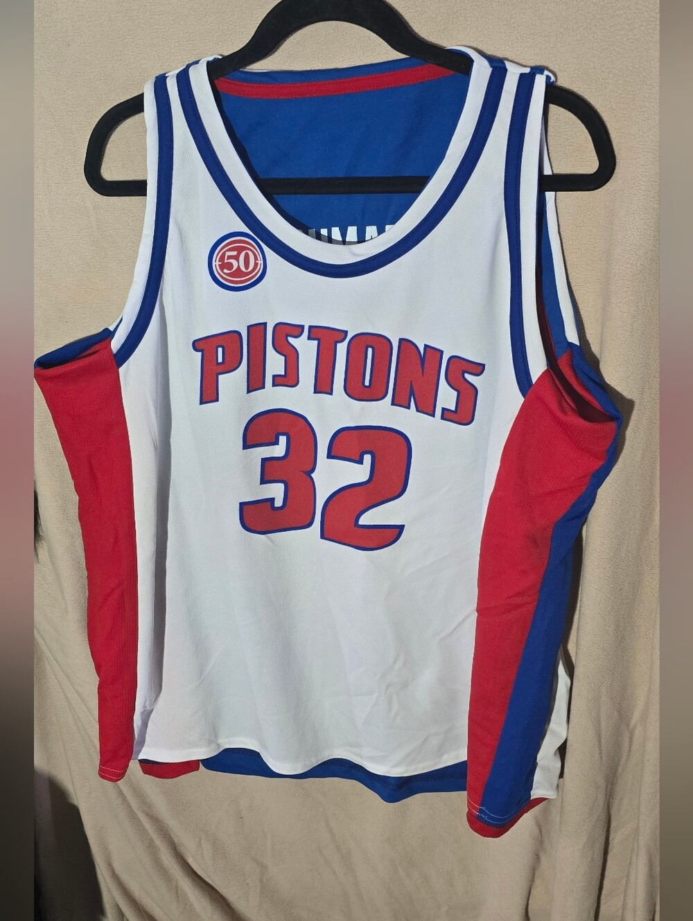 Reversiable Detroit Pistons #32 White & Red Basketball Jersey Hamilton, Dumars
